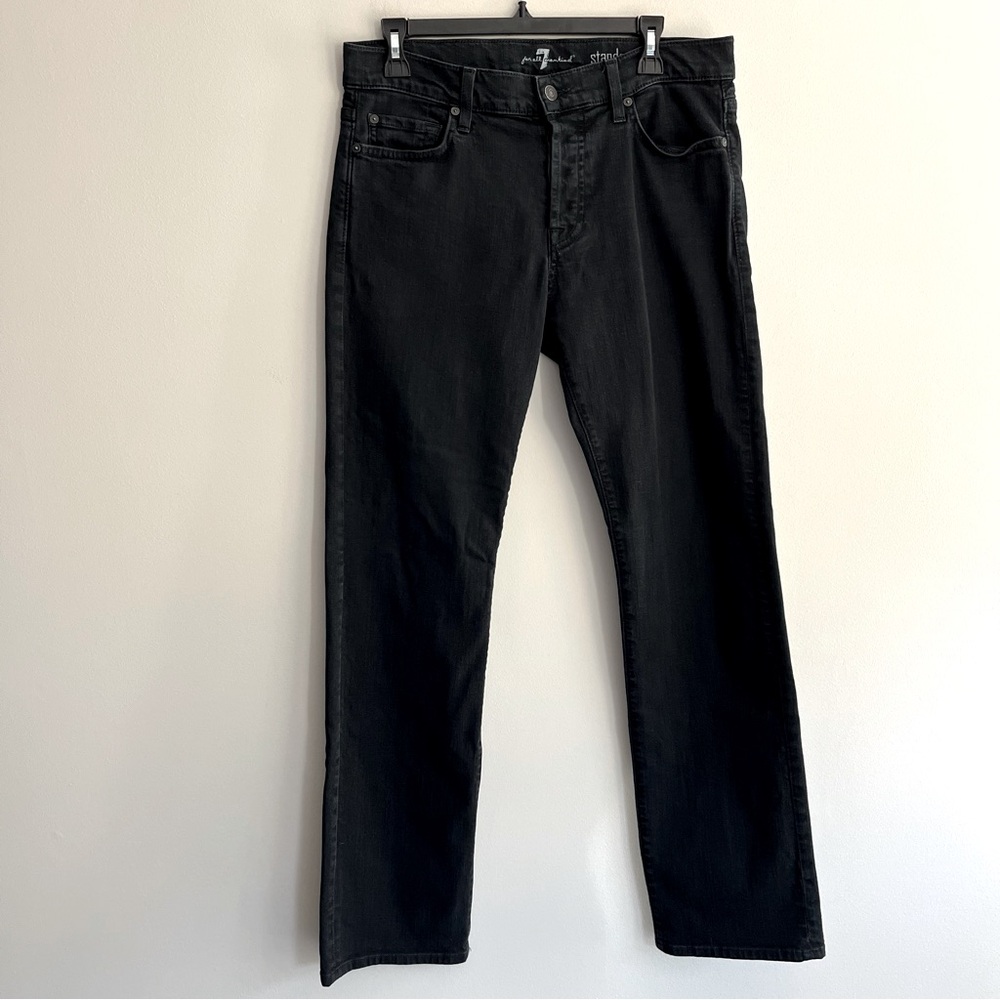 7 For All Mankind Black Button Closure Straight Jeans size 32